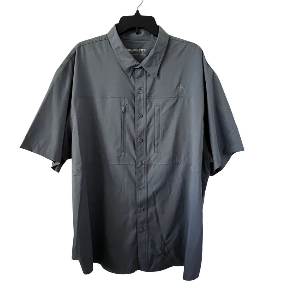 Ariat VenTEK Shirt Classic Fit Short Sleeve Men 2XL Folkstone Gray Fishing Hike